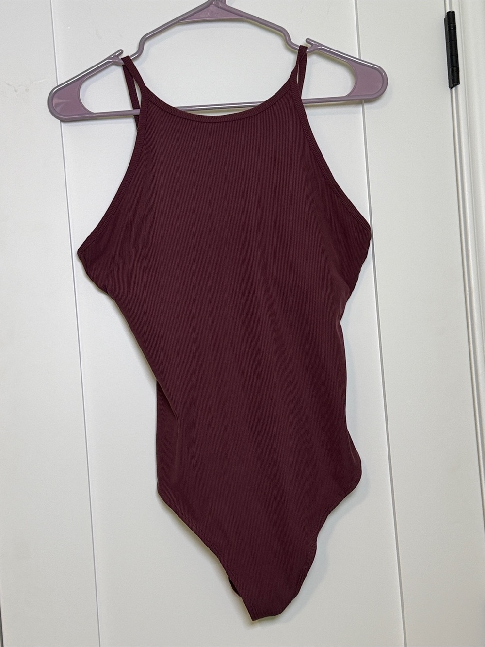 girlfriend collective women’s One-Piece Bodysuit in Burgundy